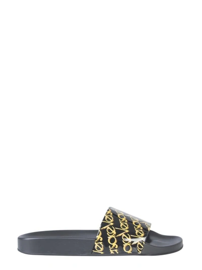 Shop Versace Slide Sandals In Black