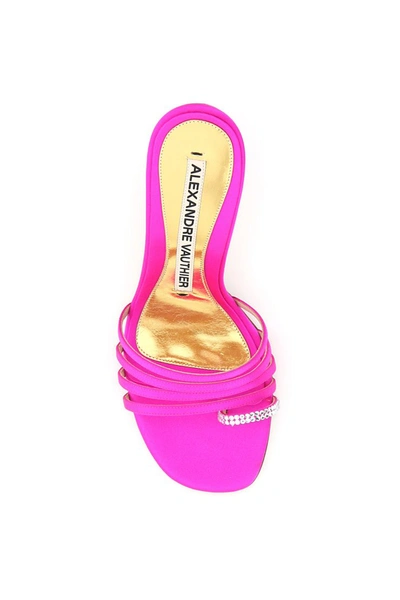 Shop Alexandre Vauthier Salma Satin Mules With Crystals In Fuchsia