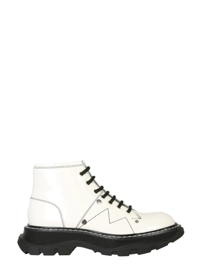 Shop Alexander Mcqueen Laces And Tread Sole Boots In White