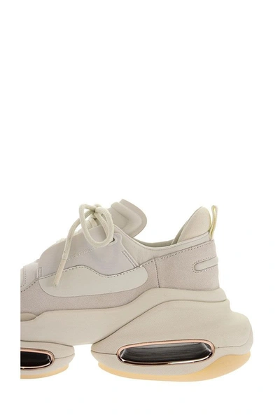 Shop Balmain White Leather And Suede B-bold Low-top Sneakers