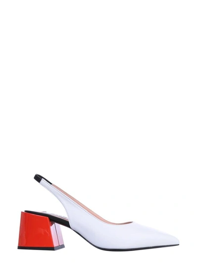 Shop Msgm Sling Back Sandals In White