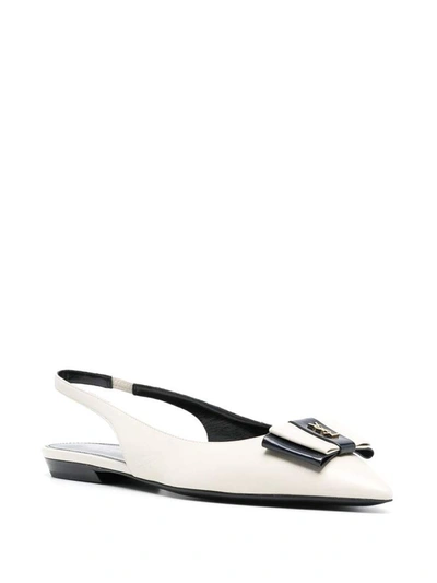 Shop Saint Laurent Flat Shoes White