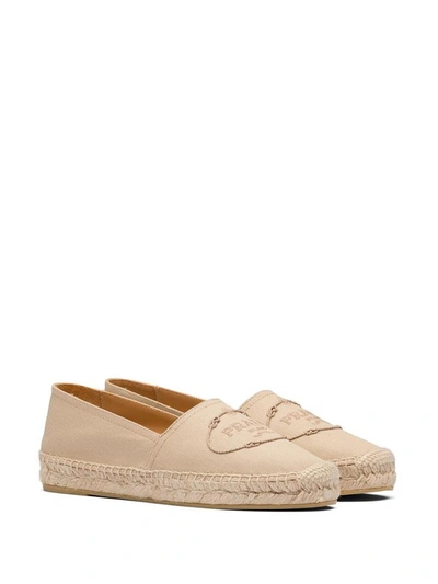 Prada Logo-embossed Canvas Espadrilles In Beige