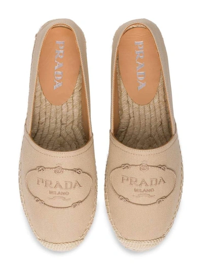 Shop Prada Flat Shoes In Beige