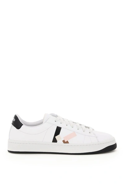 Shop Kenzo Kourt Leather Sneakers In Rose Clair