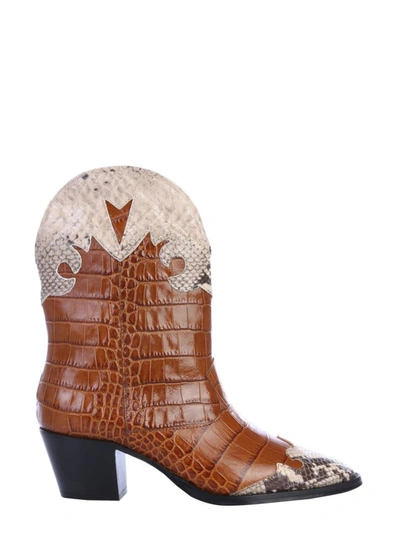 Shop Paris Texas Crocodile Print Boot In Brown