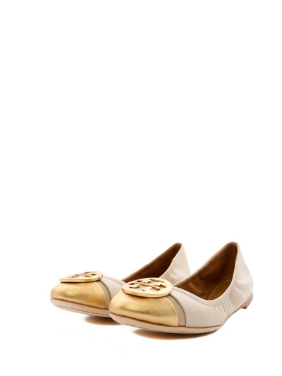 Shop Tory Burch Minnie Metallic Ballet In Beige