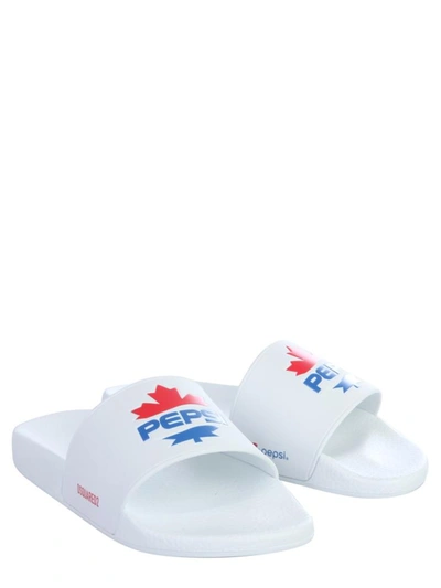 Shop Dsquared2 Slide Sandal With Pepsi Logo In White