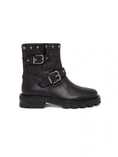 Shop Jimmy Choo Leather Boots With Star Studs In Black