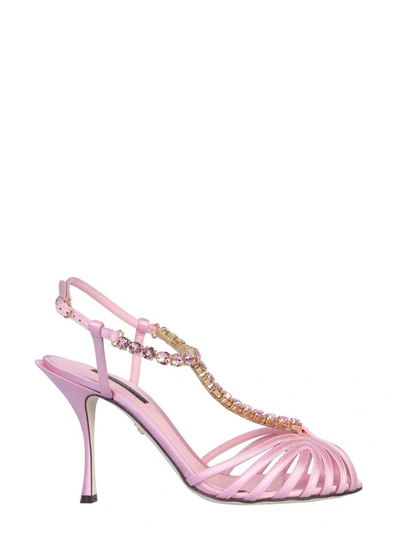 Shop Dolce & Gabbana Satin Sandals In Pink