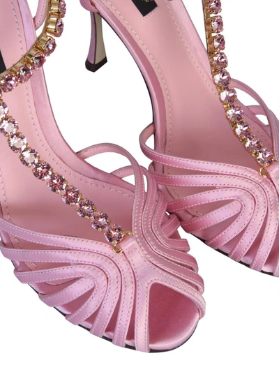 Shop Dolce & Gabbana Satin Sandals In Pink