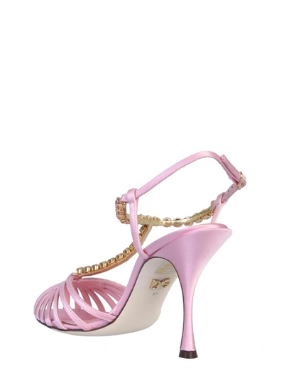 Shop Dolce & Gabbana Satin Sandals In Pink