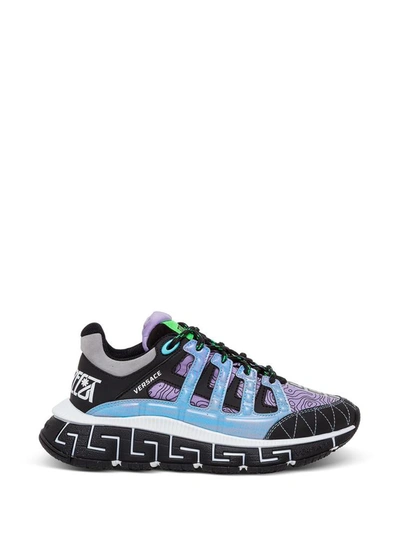 Shop Versace Trigreca Multicolor Sneakers In Black