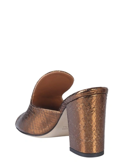 Shop Paris Texas Metallic Leather Mules In Bronze