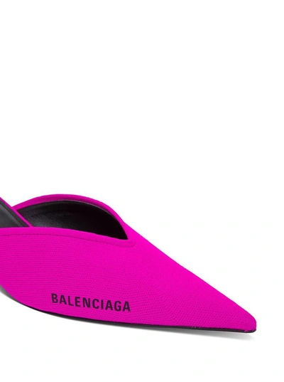 Shop Balenciaga Pointed Mules Knife With Logo In Fuxia