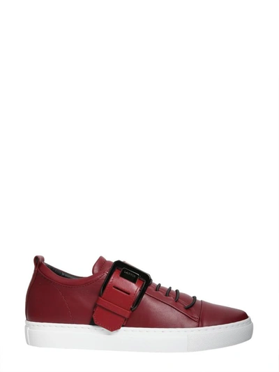 Shop Lanvin Low-top Square Buckle Sneakers In Red