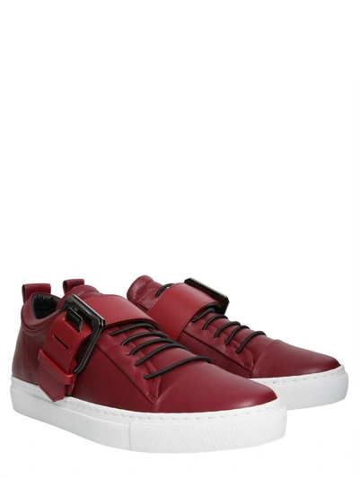 Shop Lanvin Low-top Square Buckle Sneakers In Red