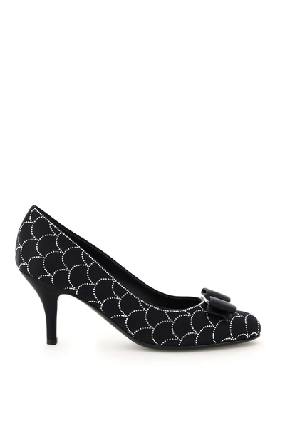 Shop Ferragamo Salvatore  Carla Shell Crystal Pumps In Nero