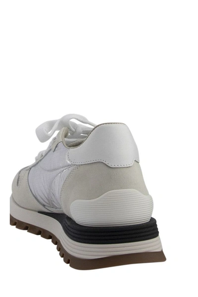 Shop Brunello Cucinelli Sneakers Suede And Sparkling Rip-stop Runners With Precious Toe In White