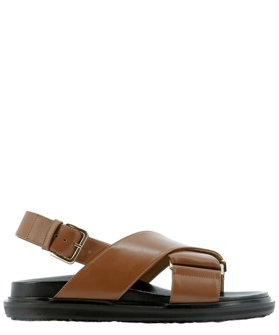 Shop Marni "fussbett" Sandals In Brown