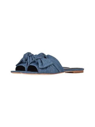 Tory Burch Annabelle Bow Slides In Blue | ModeSens