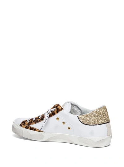 Shop Philippe Model Prsx Low Sneakers With Animalier And Glitter Detail In White