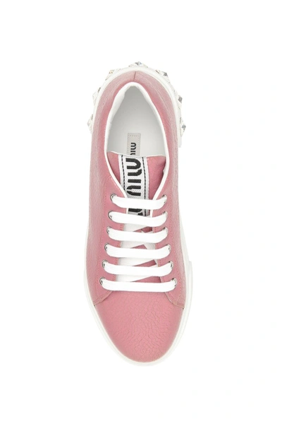 Shop Miu Miu Crystal Crackle' Sneakers In Begonia