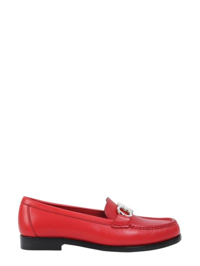 Shop Ferragamo Gancini Loafers In Red