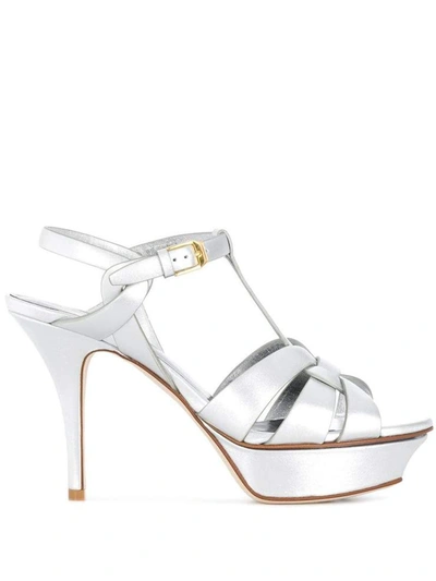 Shop Saint Laurent Sandals Silver