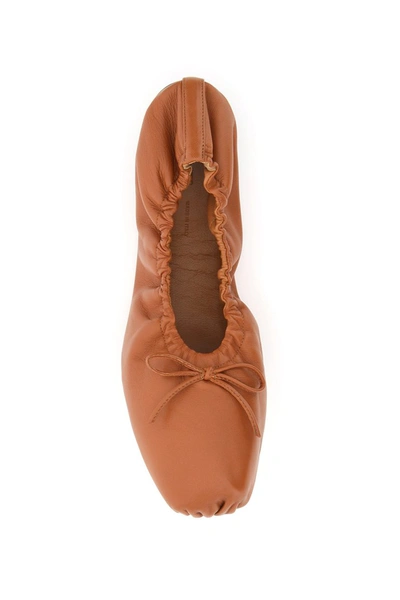 Shop Khaite Ashland Leather Ballet Flats In Caramel