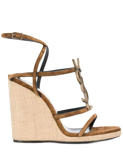 Shop Saint Laurent Sandals Brown