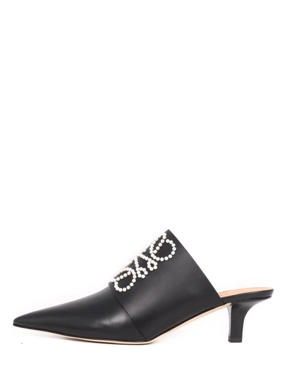 Shop Loewe Pointy Heel Mule In Calfskin In Black