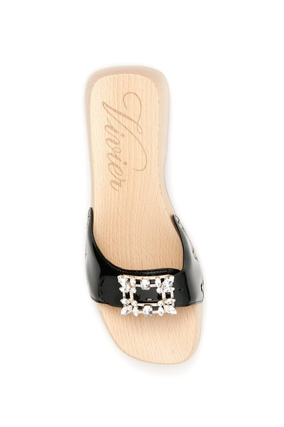 Shop Roger Vivier Viv Clogs 45 Crystal Broche In Nero