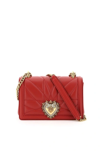 Shop Dolce & Gabbana Devotion Crossbody Mini Bag In Rosso Papavero