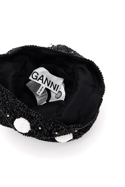Shop Ganni Hand Beaded Mini Pouch In Black