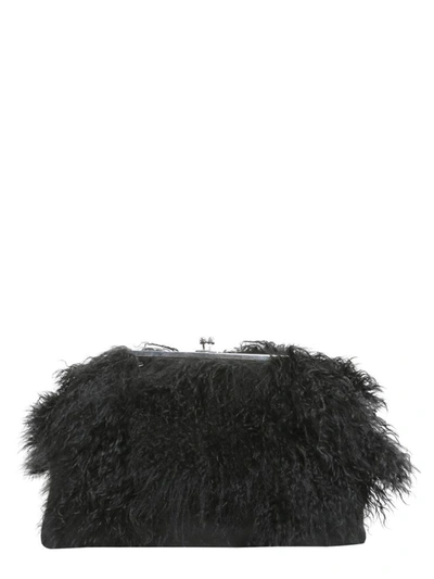 Shop Dsquared2 Clutch With Mongolian Fur Inserts In Black