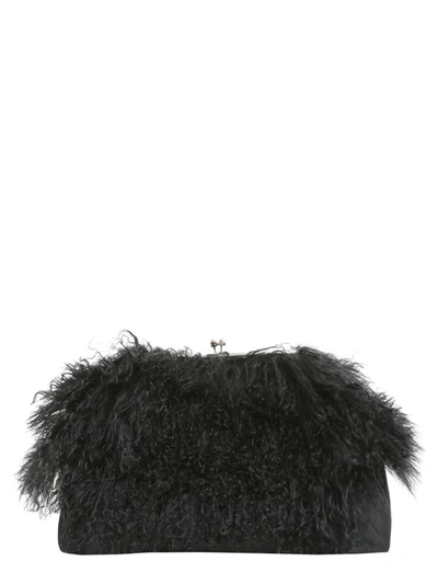 Shop Dsquared2 Clutch With Mongolian Fur Inserts In Black