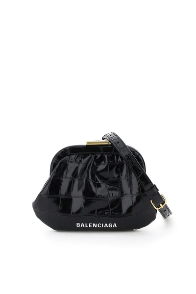 Shop Balenciaga Cloud Coin Purse In Blk Wht