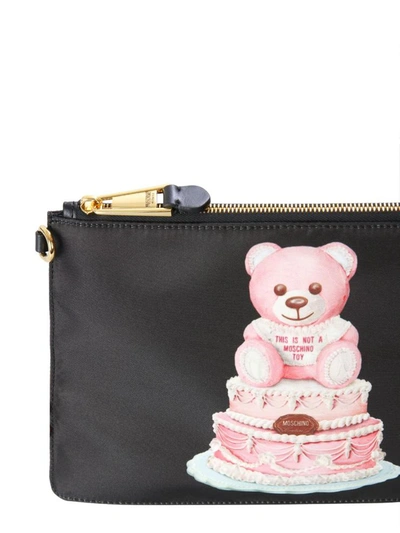 Shop Moschino "teddy Cake" Pouch In Black