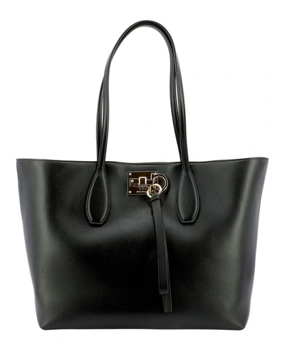 Shop Ferragamo "tote Studio" Shoulder Bag In Black  