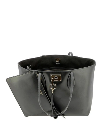 Shop Ferragamo "tote Studio" Shoulder Bag In Black  