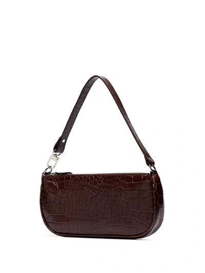 Shop By Far Rachel Shoulder Bag In Crocodile Print Leather In Brown