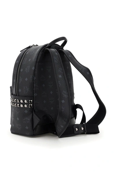 Shop Mcm Stark Visetos Backpack With Side Studs In Black