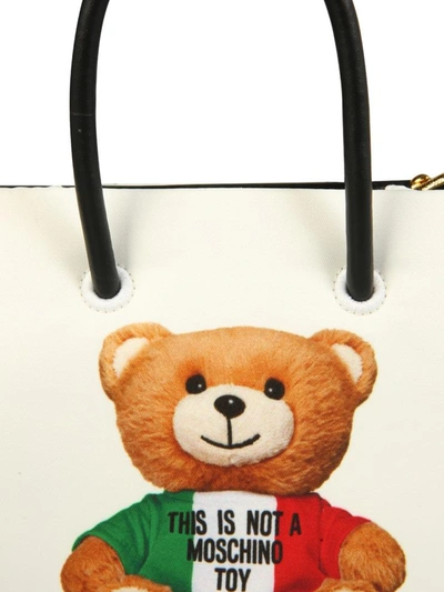 Shop Moschino Mini Tote Bag With Italian Teddy Bear Print In White