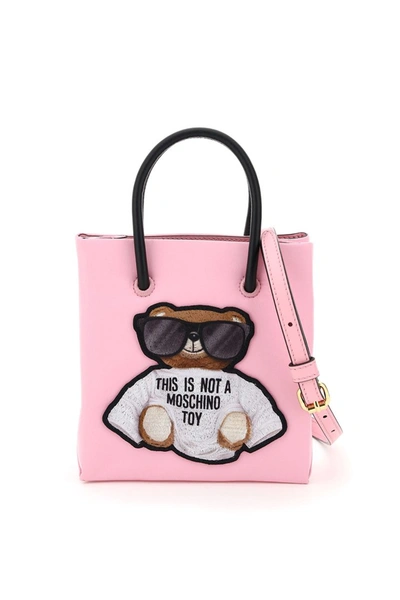 Shop Moschino Teddy Bear Mini Tote Bag In Fantasia Rosa