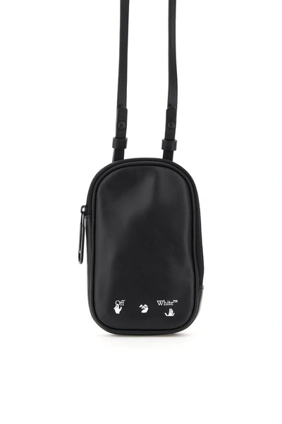 Shop Off-white Iphone Mini Bag With Shoulder Strap In Black White