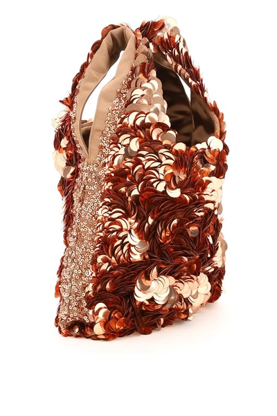 Shop Anya Hindmarch Anya Brands Twix Sequins Mini Tote Bag In Rose Gold