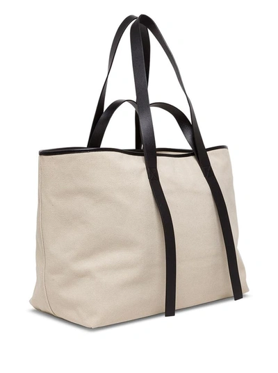 Shop Off-white Tote Commercial Shopper In Canvas In Beige