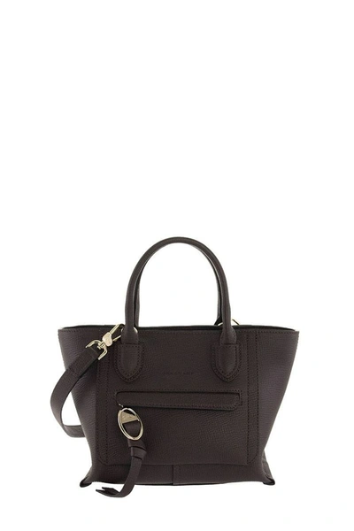 Shop Longchamp Mailbox Bag With Handle S In Aubergine