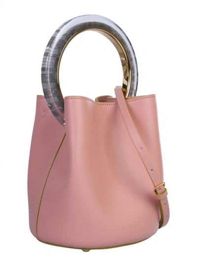 Shop Marni "panier" Leather Bag In Pink